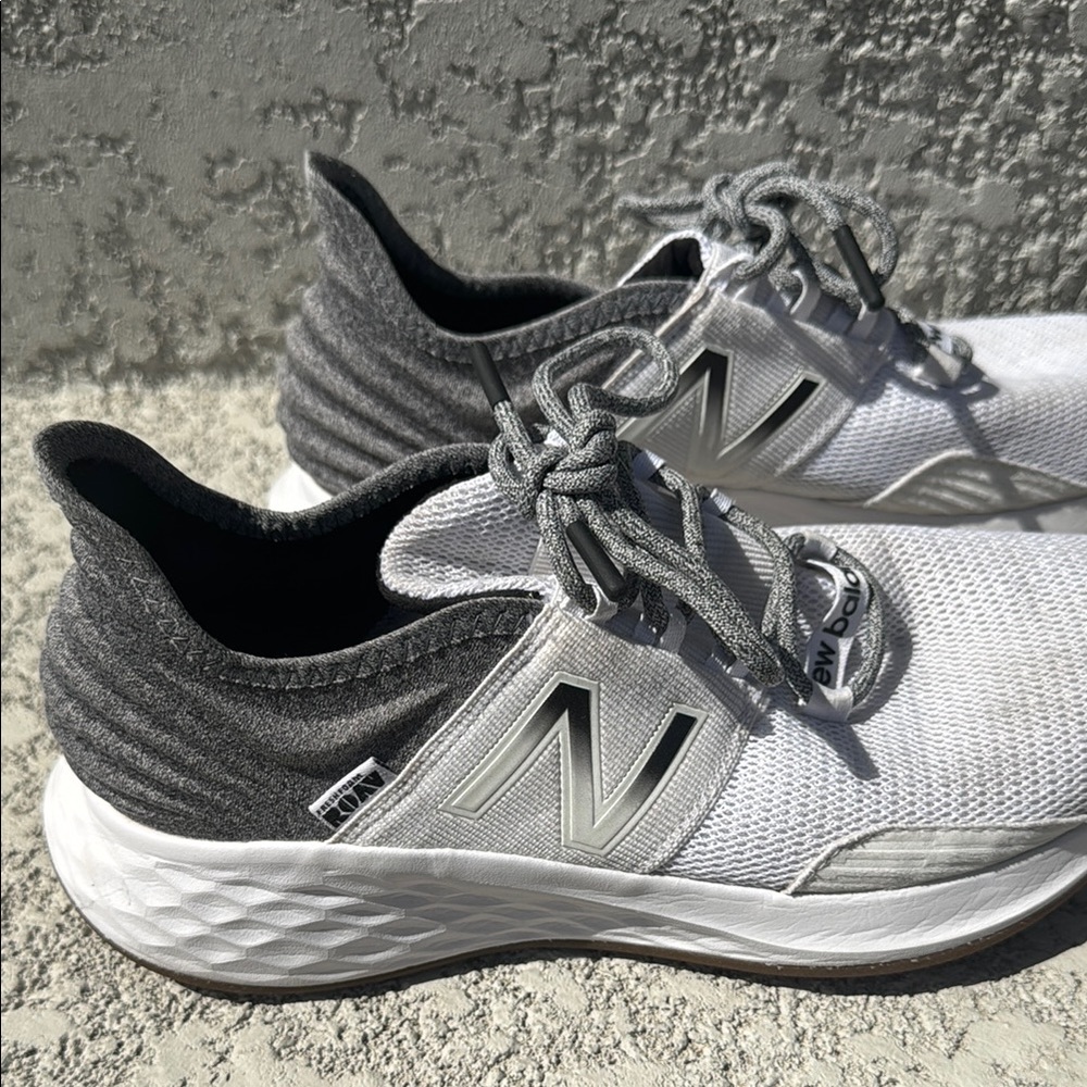 New Balance White and Gray Sneakers fresh foam roav